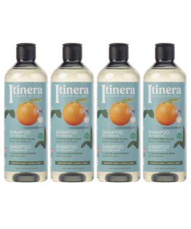 sarcia.eu ITINERA Hair Renewal Shampoo with Sicilian Bitter Orange 95% Natural Ingredients 370ml Pack of 4