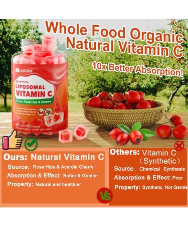 Natural Liposomal Vitamin C 1000mg Gummies for Adults Kids 9+, 1660mg Chewable Vitamin C w/ 11mg Zinc, D3, Elderberry, Echinacea, Bioflavonoid, Immune Support - Organic VIT C from Fruits, Sugar Free 60 Count (Pack of 1) - Buy Online on GoSupps.com