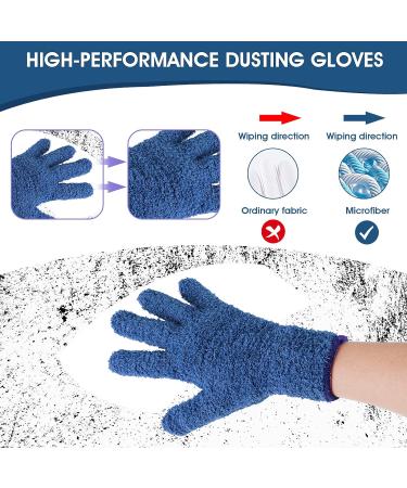 Molain Microfiber Dusting Gloves - Reusable & Washable Mittens for Plants, House Cleaning, Car, Blinds & Lamps - Blue (1 Pair) - Buy Online on GoSupps.com