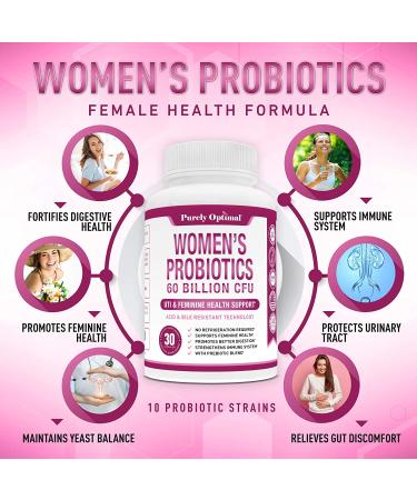 PURELY OPTIMAL Premium Probiotics for Women - 60 Billion CFU  30 Capsules - Buy Online on GoSupps.com