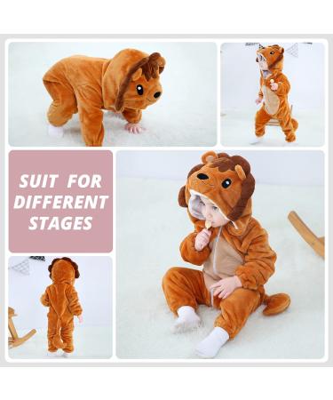 Cooky.D Unisex Winter Animal Hooded Baby Romper | Brown | 6-12 Months - Buy Online on GoSupps.com