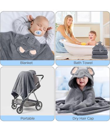 ZXK CO Hooded Baby Bath Towel with Elephant Hood | Absorbent Baby Towel & Flannels Blanket Set | Personalised Baby Gifts - Buy Online on GoSupps.com