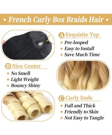 Ainimiu French Curly Braiding Hair 22 Inch 8 Packs - Pre Stretched Bouncy Braiding Hair- Loose Wavy Braiding Hair Synthetic Hair Extensions for Black Women 22 Inch(pack of 8) 1B/27/613 - Buy Online on GoSupps.com