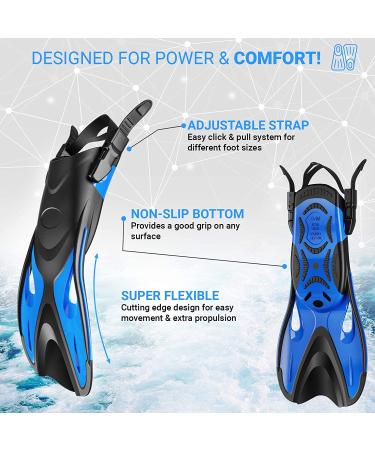 COZIA DESIGN Adjustable Swim Fins for Lap Swimming - Travel Size Scuba Diving Flippers with Neoprene Water Socks - Adult Size Large - Buy Online on GoSupps.com