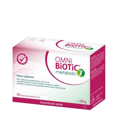 OMNi BiOTiC metabolic | 30 sachets (90g) | 7 Bacterial strains | 3 Billion Bacteria per Daily dose | Powder | Vegetarian | Gluten-Free | for Daily use