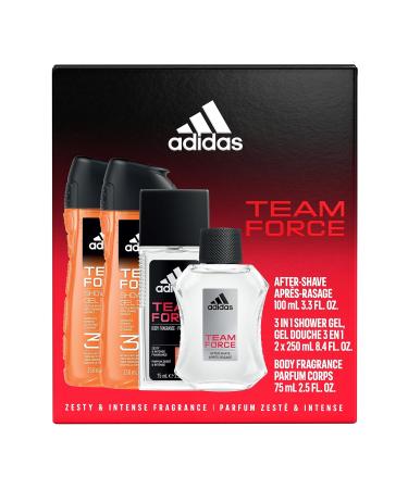 adidas Team Force 4 Piece Gift Set Notes of Grapefruit Jasmine and Amber Men's Fragrance Long Lasting Sporty Fragrance - Buy Online on GoSupps.com