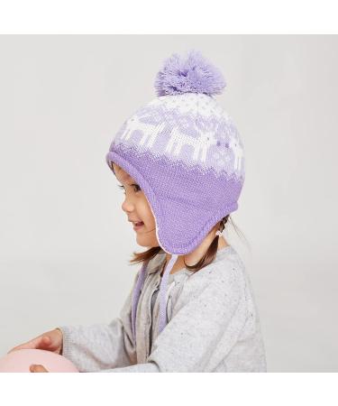 LANGZHEN Toddler Winter Earflap Hat for Boys Girls 1-2 Years - Deer-Purple - Buy Online on GoSupps.com