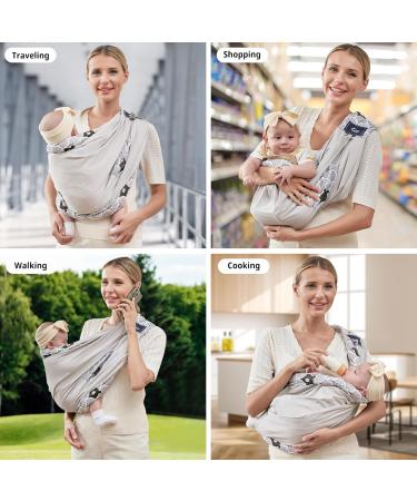 CUBY Natural Cotton Baby Carrier | Extra Comfortable Sling for Newborns & Toddlers - Grey Bear Design - Buy Online on GoSupps.com