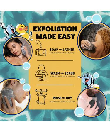 GOSHI Exfoliating Shower Sponge - Rip-Resistant Rapid-Drying Bath Sponge for All Skin Types - Grey - Made in Japan - Shop Internationally - Buy Online on GoSupps.com