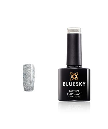 Bluesky Gel Nail Polish Glitter No Wipe Top Coat Make a Wish GTC02 10 ml (Requires Curing Under UV LED Lamp)