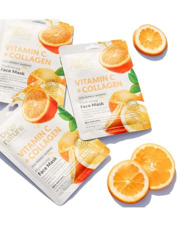 4pk Vitamin C + Collagen Hydrating Face Masks - Premium Moisturizing Sheet Masks for Radiant Skin & Enhanced Elasticity - Buy Online on GoSupps.com
