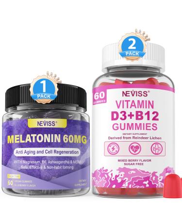 NEVISS Melatonin Vitamin D3 + Vitamin B12 Gummies