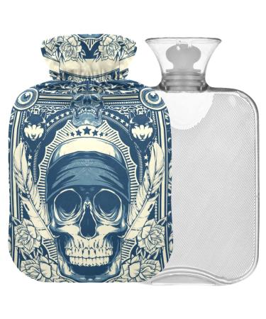 Naanle Flowers Dead Kopf Heat bottle MITEVED Transparent hot water bottle Handfoots Heating bags for pain relief heat and cold therapy 2L