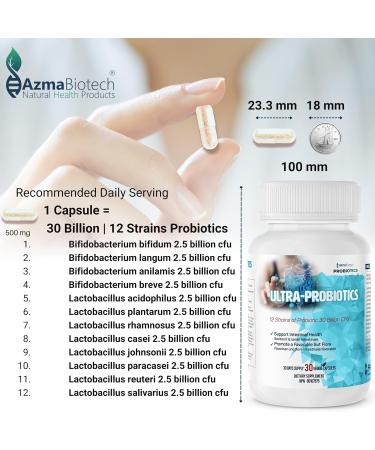 Ultra Best Probiotics Supplements 500 mg (30 Caps) - 30 Billion CFU Daily Probiotics Capsules for Gut Health & Digestive Health - Vegan Probiotics for Women & Men - Digestion Acidophilus Lactobacillus - Buy Online on GoSupps.com