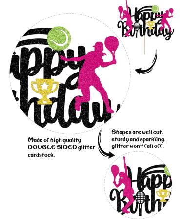 Women's Tennis Cake Topper for Girls Tennis Happy Birthday Cake Toppers Decorations Glitter Girl Tennis Theme Birthday Party Supplies - Buy Online on GoSupps.com