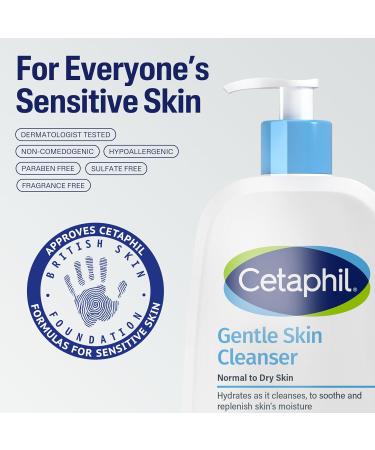 Cetaphil Gentle Skin Cleanser 236ml - Face & Body Wash for Normal to Dry Sensitive Skin with Niacinamide & Glycerin - Soap Free - Buy Online on GoSupps.com