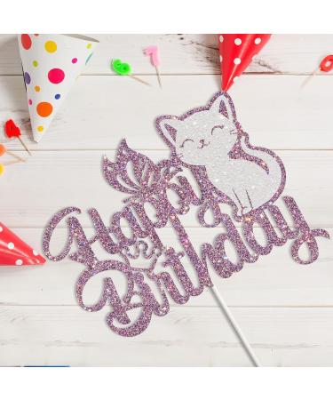 Tenhaisi Purple Glitter Cat Happy Birthday Cake Topper Butterfly Cake Topper Kitten Pet Themed Birthday Cake Topper Cute Meow Pawty Birthday Party - Boy Girl Baby Shower Party Decoration (CHB-PP) - Buy Online on GoSupps.com