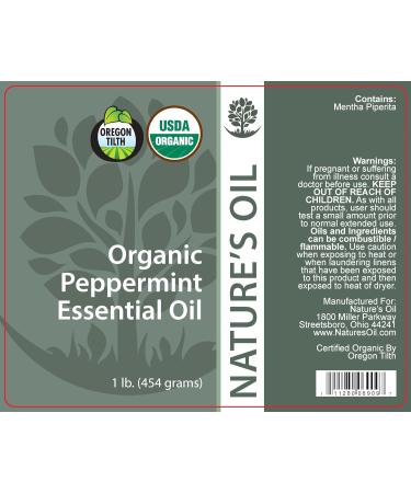 Organic Peppermint Essential Oil - Nature's Oil 1Lb | Pure Natural Aromatherapy Oil for Relaxation Stress Relief & Wellness - Buy Online on GoSupps.com
