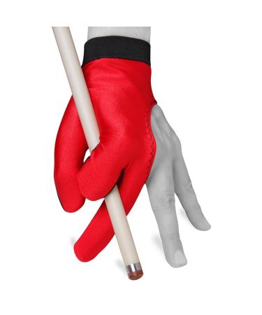 Billiard Pool Cue Glove by Fortuna - Classic Two-Colored - for Left Hand - Red/Black Medium/Large