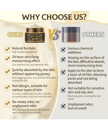 TECHNORAMA GII Beef Tallow for Skin Natural Grass-Fed Beef Tallow and Honey Balm for Face & Body Whipped Moisturizer for Most Skin Types and Sensitive Skin(60g/2.1oz) - Buy Online on GoSupps.com