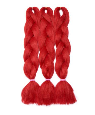 24 Red Hair Extension Crochet Braids - 3 Packs/300g Synthetic Braiding Hair for Stylish Looks | International Shipping Available - Buy Online on GoSupps.com