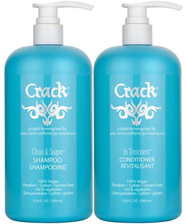 CRACK HAIR FIX - Crack Clean & Soaper Shampoo & In Treatment Conditioner 33.8 Oz Pump Included