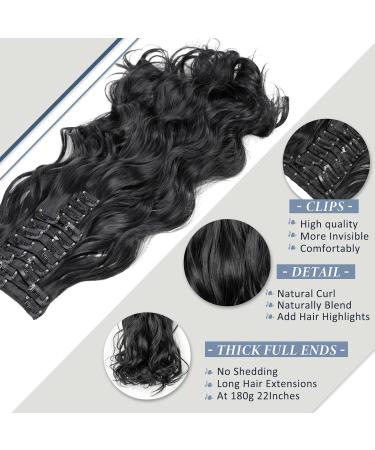 Buy 22-Inch Clip-In Hair Extensions - Natural Black Thick & Curly | 180g Synthetic Hair for Women - Buy Online on GoSupps.com