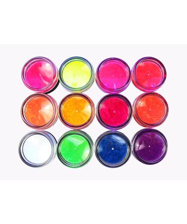 KM-Nails 12 Neon Pigments for Nail Art Smokey Effect incl. 12 Applicator