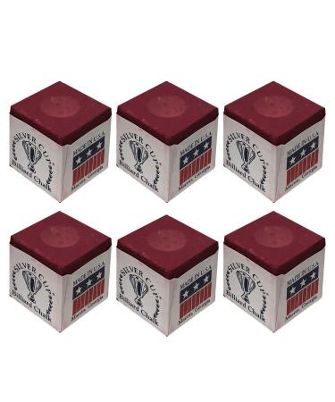 Silver Cup Set of 6 Burgundy Pool Cue Chalk - Buy Online on GoSupps.com