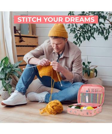 Crochet Starter Kit for Beginners - 59 Pieces with Yarn Balls, Hooks, Needles, and Storage Case - Buy Online on GoSupps.com