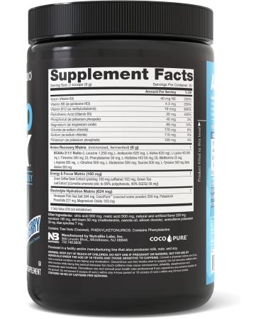 NutraBio Amino Kick - Energy Amino Acid Formula with BCAAs & Electrolytes | Natural Caffeine | Blue Raspberry - 30 Servings - Buy Online on GoSupps.com