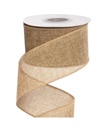 Ribbli Burlap Wired Ribbon 2-1/2 Inch x 10 Yard Natural Solid Wired Edge Ribbon for Big Bow Wreath Tree Decoration Outdoor Decoration - Buy Online on GoSupps.com