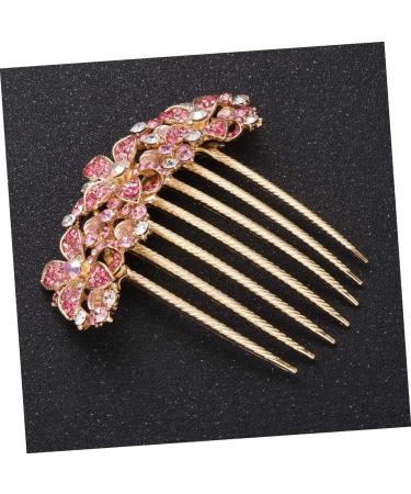 Angoily Womens Barrettes for Hair Wedding Hair Clip Flower Hair Accessories Hair Gems for Women Prom Hair Accessories Women Headpiece Bridal Tiara Pink Hair Piece Diamond Bride - Buy Online on GoSupps.com