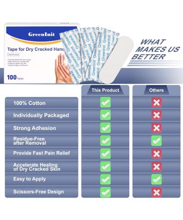 100 Count Finger Tape for Dry Cracks | Fast Pain Relief Quick Skin Crack Healing and Rough Skin Protection - Buy Online on GoSupps.com