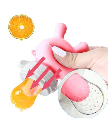 Baby Fruit Feeder Silicone Food Pacifier | Infant Teething Relief Toy Teether | Milk Frozen Mesh Feeders | Safely Self Feeding Teethers for Babies 0-6-12-18 Months Boys and Girls Peachpink Peach Pink
