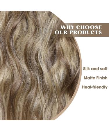 Invisible Wire Hair Extensions - Adjustable Size 20 Inch Synthetic Halos Hair Extension - Medium Brown Highlighted Blonde - Clip In Real Hair - Buy Online on GoSupps.com