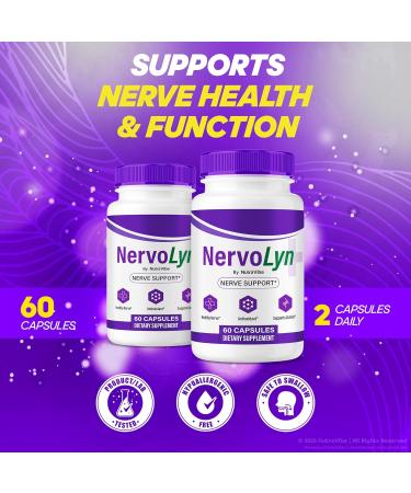 (2 Pack) NervoLyn Official Nervo Lyn Advanced Nerve Support Supplement | Premium Formula with Natural Ingredients for Nerve Comfort Balance & Nerve Care | Easy-to-Take (120 Capsules) - Buy Online on GoSupps.com