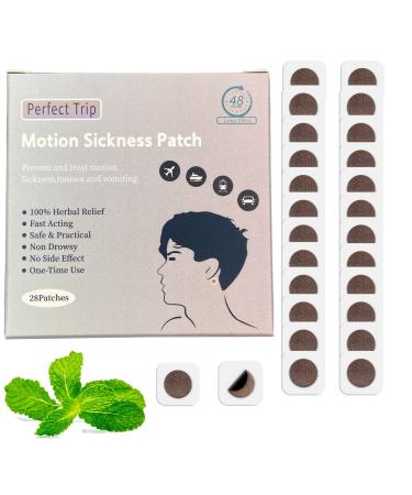 Lusostka Motion Sickness Patches| The Relief of Nausea and Vertigo in Adults and Kids from Travel of Cars Ships Airplanes & Other Forms of Transport Movement (28 Patches)