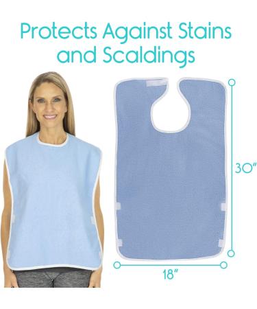 Vive Adult Bibs (2 Pack) - Waterproof Apron Set for Eating - Adjustable Strap, Washable Terry Cloth - Ideal for Elderly, Seniors, Disabled - Buy Online on GoSupps.com