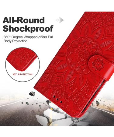 Srisht PU Leather Flip Wallet Case for Oppo Reno 7 & F21 Pro | Magnetic Folding Cover | Red Protective Case for Oppo Reno 8 & F21S Pro - Buy Online on GoSupps.com