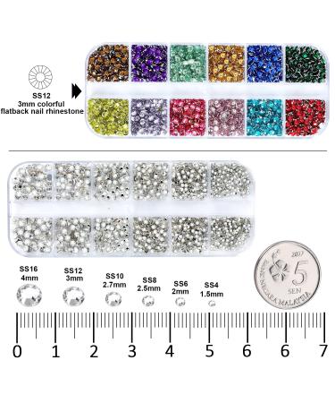 4968Pcs Nail Art Rhinestones Kit - Glass Crystals in 6 Sizes with Picking Pen and Tweezers - Mixed and White Rhinestone Set for Crafts and Jewel Designs - Buy Online on GoSupps.com