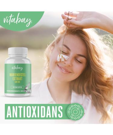 VITABAY Marienstisl Extract Capsules 500mg - 90 Vegan Capsules with 80% Silymarin - High-Dose Milk Thistle Supplement - Lab Tested for Quality - Buy Online on GoSupps.com