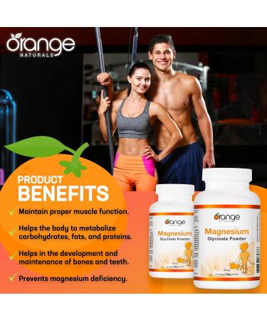 Orange Naturals - Magnesium Glycinate Powder 200mg 90g - Magnesium Bisglycinate Supplements for Men and Women - Relaxation Sleep Support Pressure Relief Healthy Bones Healthy Teeth & Muscle Function 90 g (Pack of 1) 200 mg - Buy Online on GoSupps.com