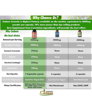 Organic Forskolin Extract 5000MG Capsules with Turmeric, Arjuna, Garcinia Cambogia & Green Tea - Maximum Strength India Supplements for Nourishing Diet & Energy Boost - Buy Online on GoSupps.com