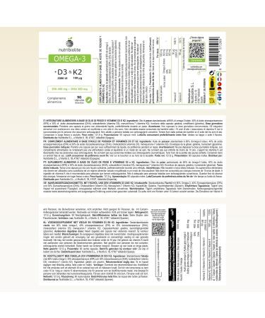 Omega 3 D3 K2 - Extra Concentrated Fish Oil 1000mg with 80% Highly Bioavailable Omega 3 400mg EPA and 300mg DHA + Vitamins D3 2000 IU and K2 MK7 100 mcg - 90 Soft Capsules - Buy Online on GoSupps.com