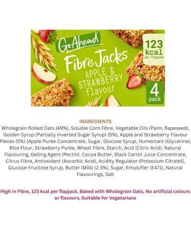 Flapjack Bars Bundle with 2 x Go Ahead Fibre Jacks Raspberry and 2 x Go Ahead Fibre Jacks Applle & Strawberry | 2 Cereal Bars Flavours 4 Breakfast Bars Packs 16 Go Ahead Bars - Buy Online on GoSupps.com