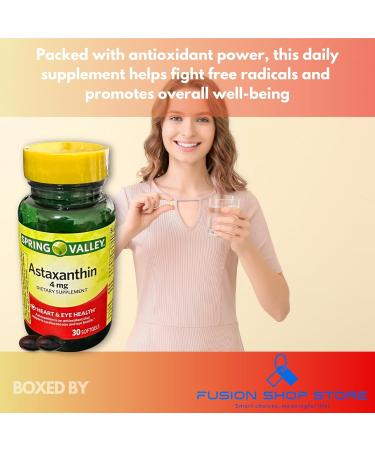 Astaxanthin 4 mg- 30 Softgels (Pack of 1) Boxed by Fusion Shop Store - Buy Online on GoSupps.com