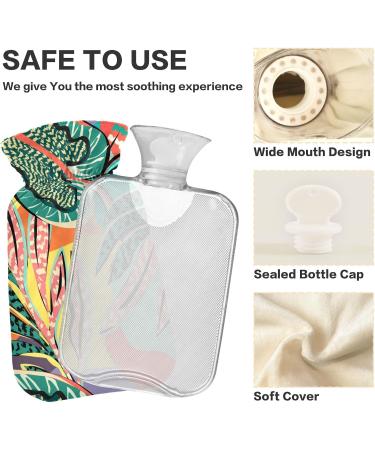 NAANLE Cartoon Tropical Leaves Hot Water Bottle - 2L for Pain Relief & Warmth | Ideal for Back Hand & Foot Therapy - Buy Online on GoSupps.com