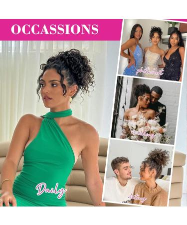 REECHO Messy Bun Hair Piece - Large Curly Wave Extensions for Women, Gray with Brown Mixed - Buy Online on GoSupps.com