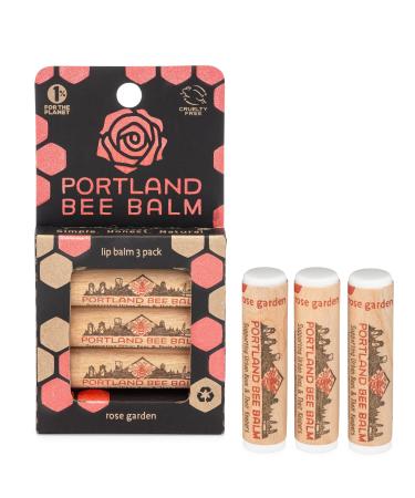 Portland Bee Balm All Natural Handmade Beeswax Based Lip Balm  Rose Garden 3 Count 3 Count (Pack of 1)